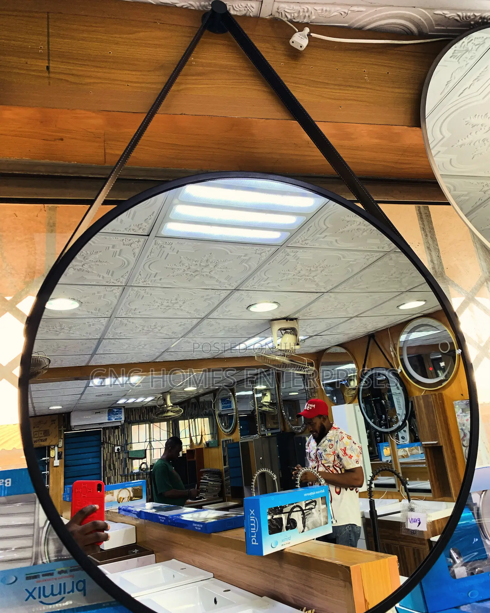 70:70cm Black Frame Mirror