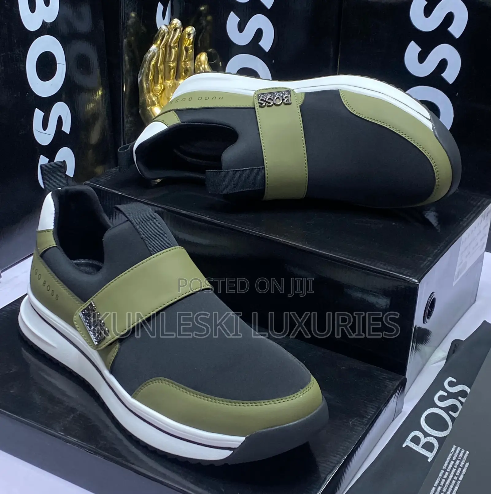 Original Hugo Boss Men Leather Sneakers Collection Available