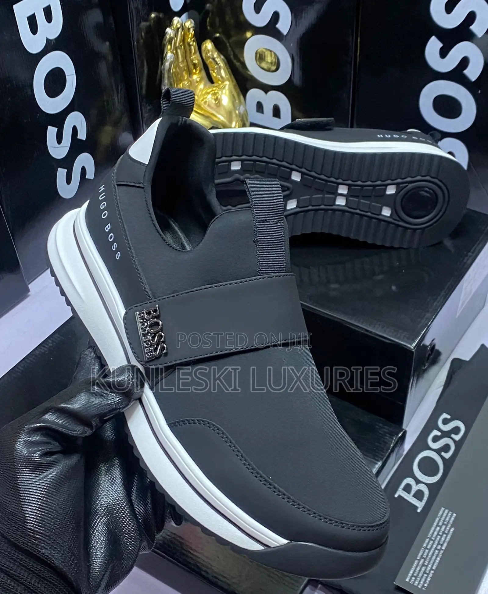 Original Hugo Boss Men Leather Sneakers Collection Available