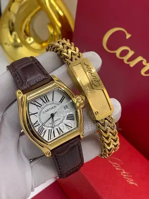 Cartier Leather Wristwatch and Bracelet Come With Box