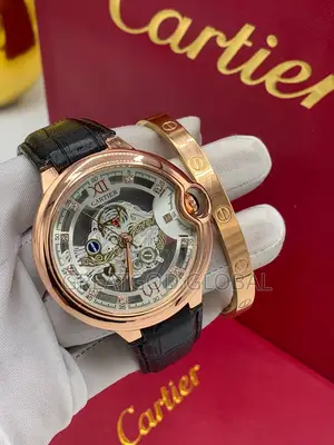 Cartier Leather Wristwatch and Bracelet With Box  On