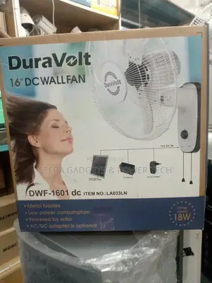 16" Duravolt AC/DC Solar Wall Fan and Electricity Wall Fan