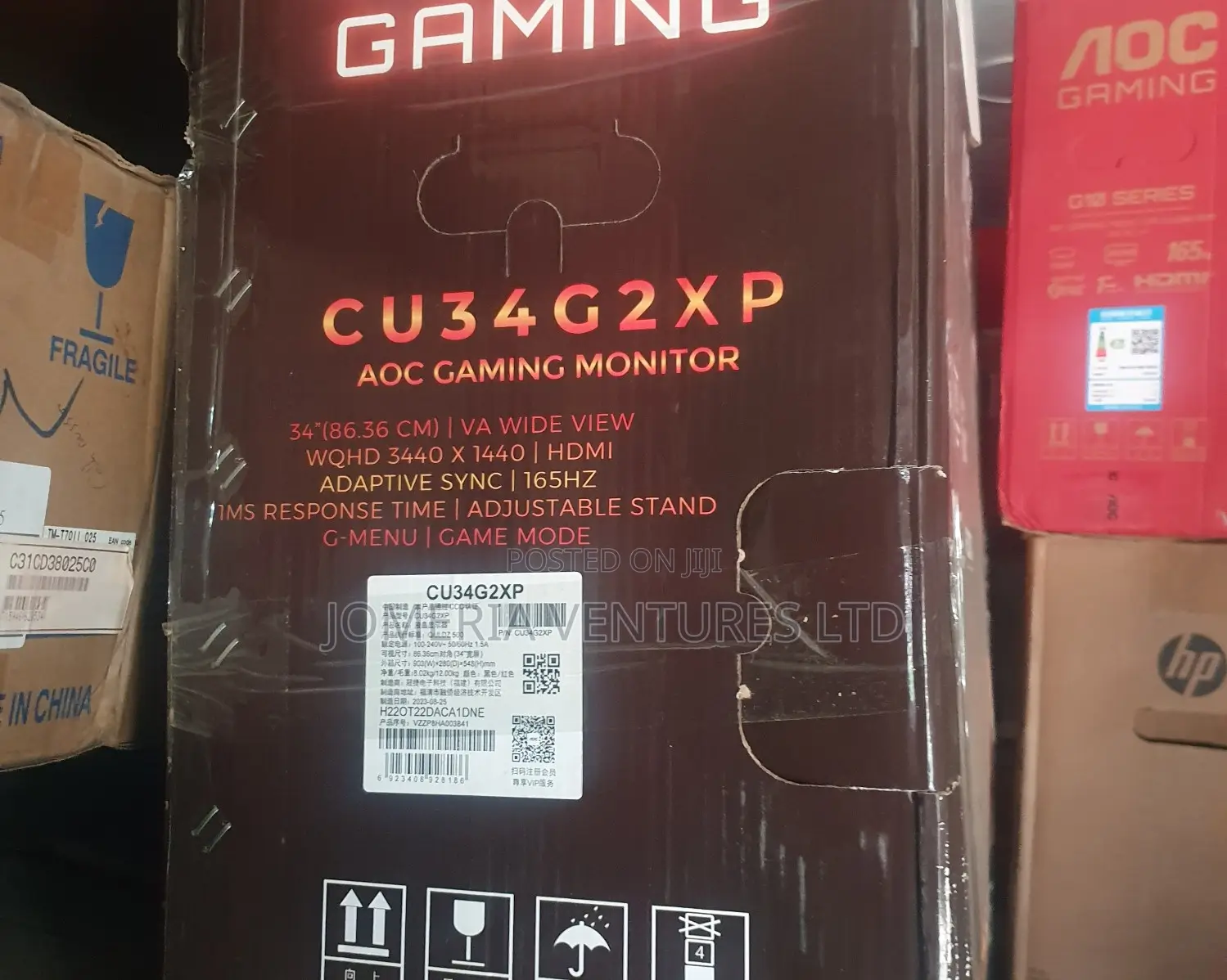 AOC 34" Monitor . Refresh Rate 165hz
