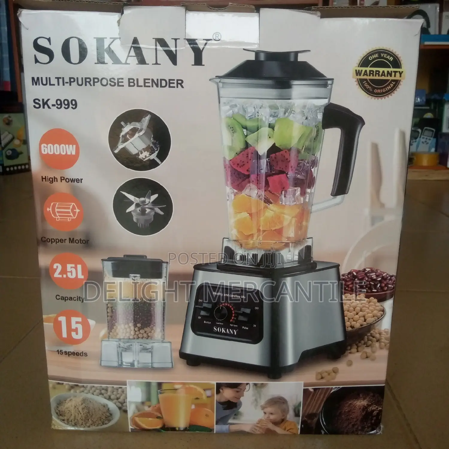 Sokany Powerful Electric Blender 6000 Watts 2 Cups
