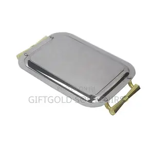 3 Pieces Set of Stainless Gold Tray