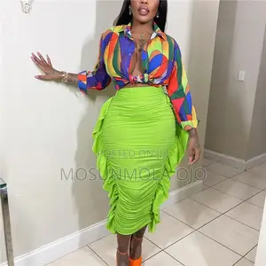 High Waist Ruffle Skirt Shirt