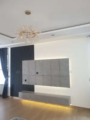 Modern Dark Grey And White TV Panel.