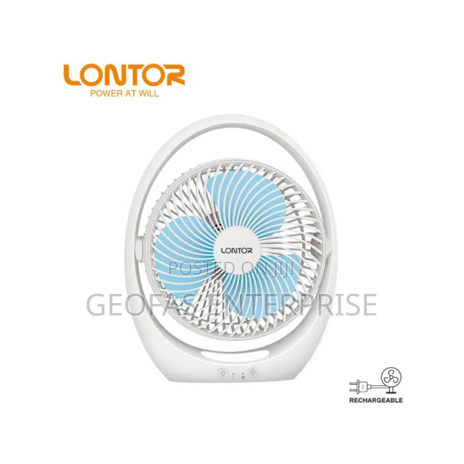 Original Lontor Rechargeable Portable Adjustable Table Fan