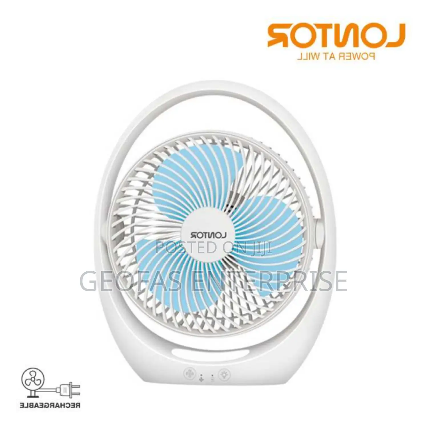 Original Lontor Rechargeable Portable Adjustable Table Fan