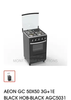 Aeon Gas Cooker 50X50 3G+1E Black Hob-Black