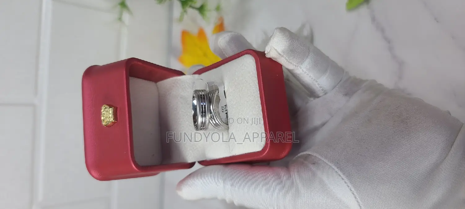 Thick Titanium Silver Couple Ring
