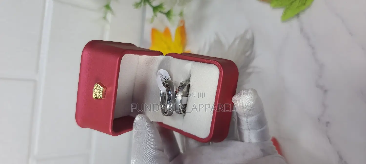 Thick Titanium Silver Couple Ring