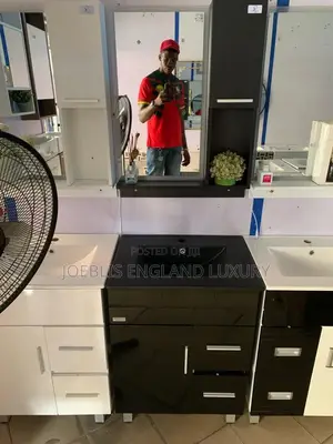 PVC Complete Black Cabinet With Cabinet Mirror