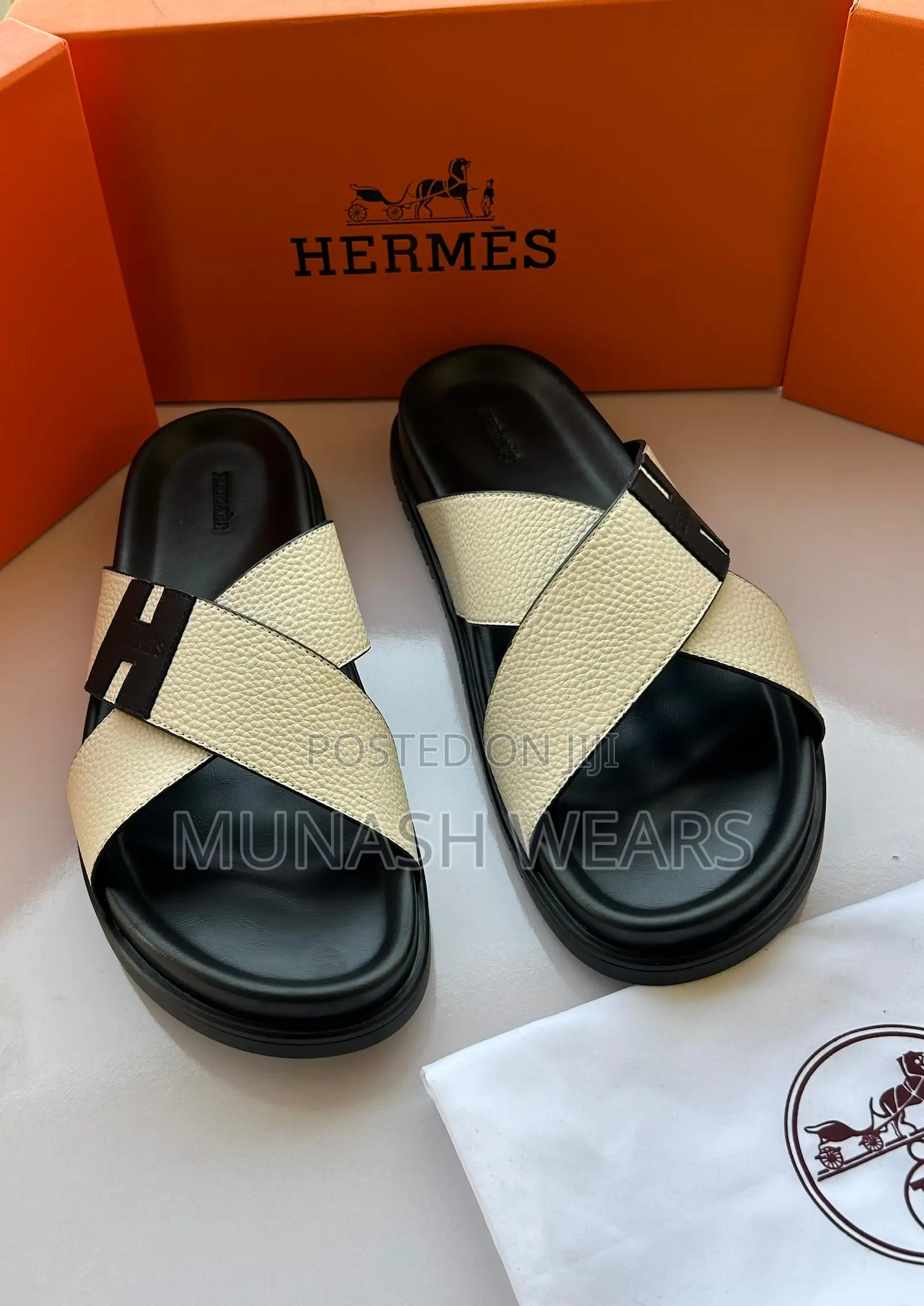 Original Hermes Leather Slipers