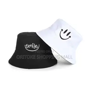 Unisex Bucket Hat Smile Embroidery Woman