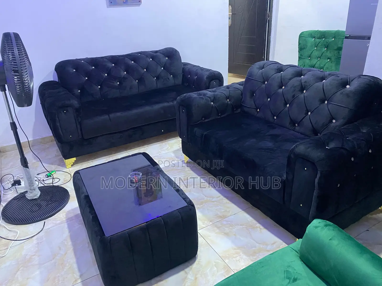 Black and Green Sofa Set