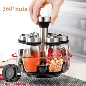 Rotating Spice Rack Spice Jar Set Rack Salt Shakers