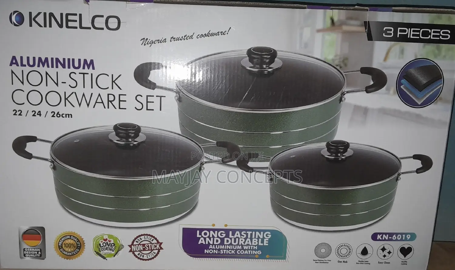 Kinelco Non-Stick Pot-3 Sets-22cm/24cm/26cm