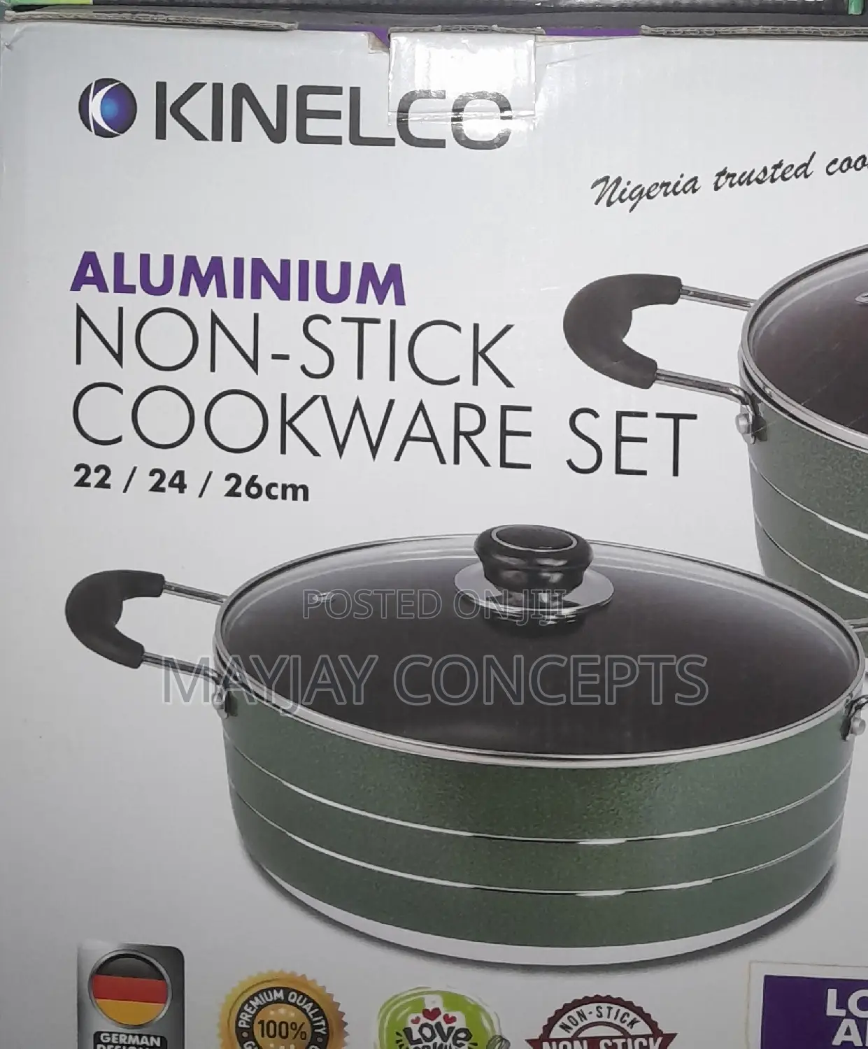 Kinelco Non-Stick Pot-3 Sets-22cm/24cm/26cm