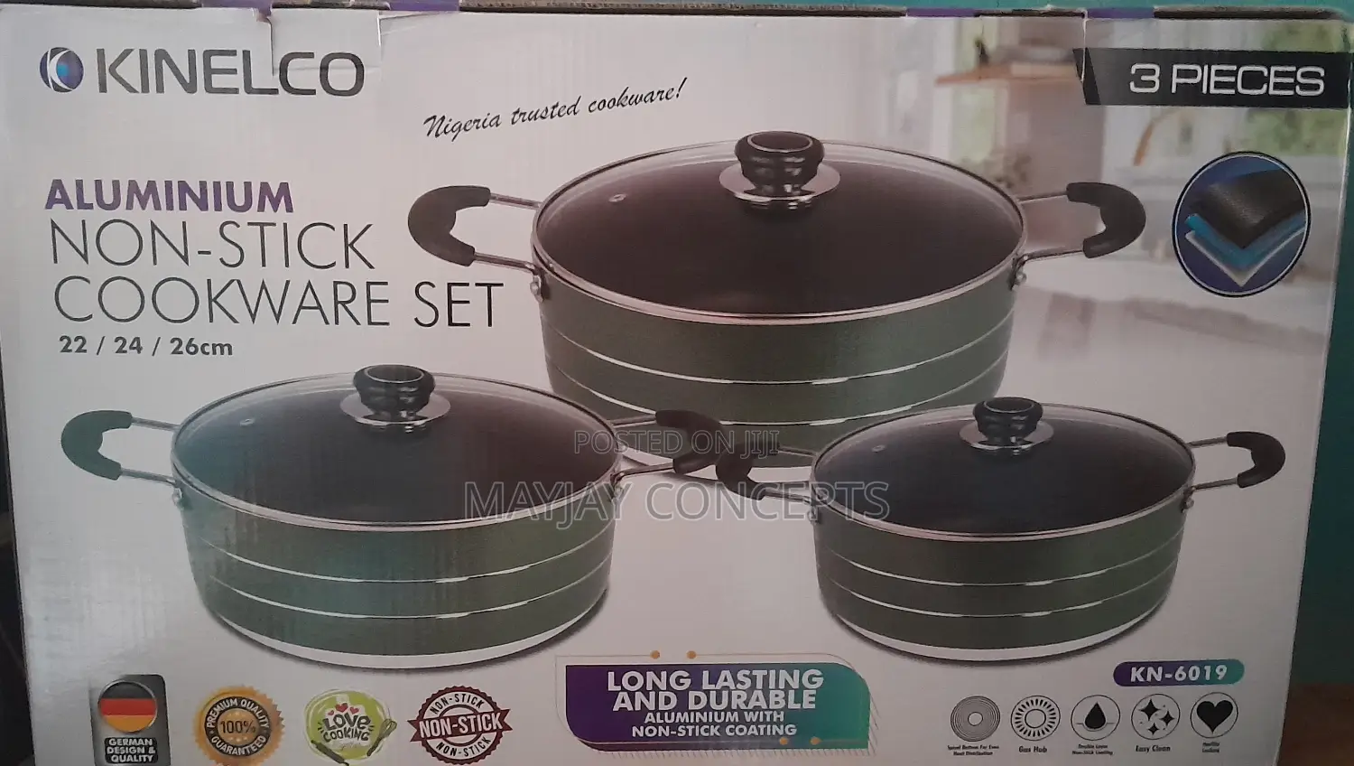 Kinelco Non-Stick Pot-3 Sets-22cm/24cm/26cm