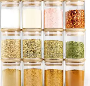 12pcs Glass Jars With Bamboo Lids Kitchen Sets Food Storage