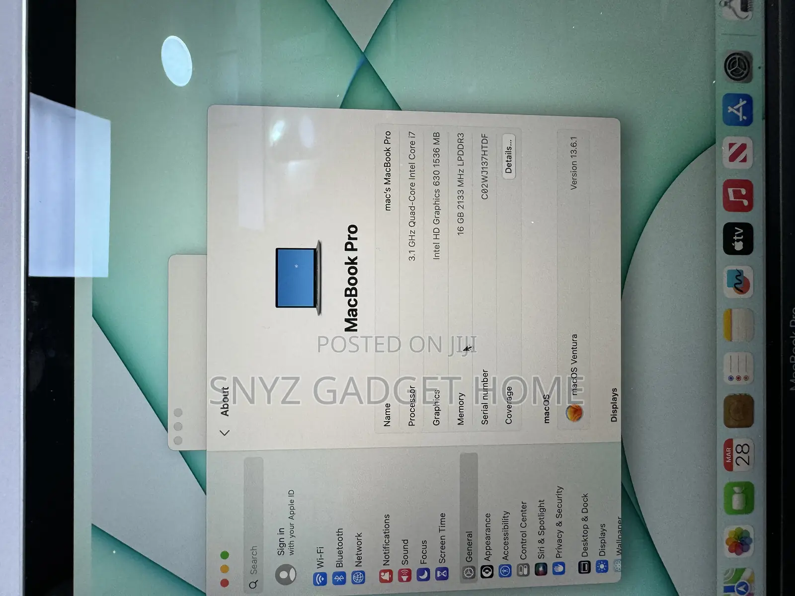 Laptop Apple MacBook Pro 2017 16GB Intel Core I7 SSD 512GB