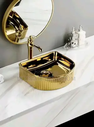 Baked Gold Counter Top Basin