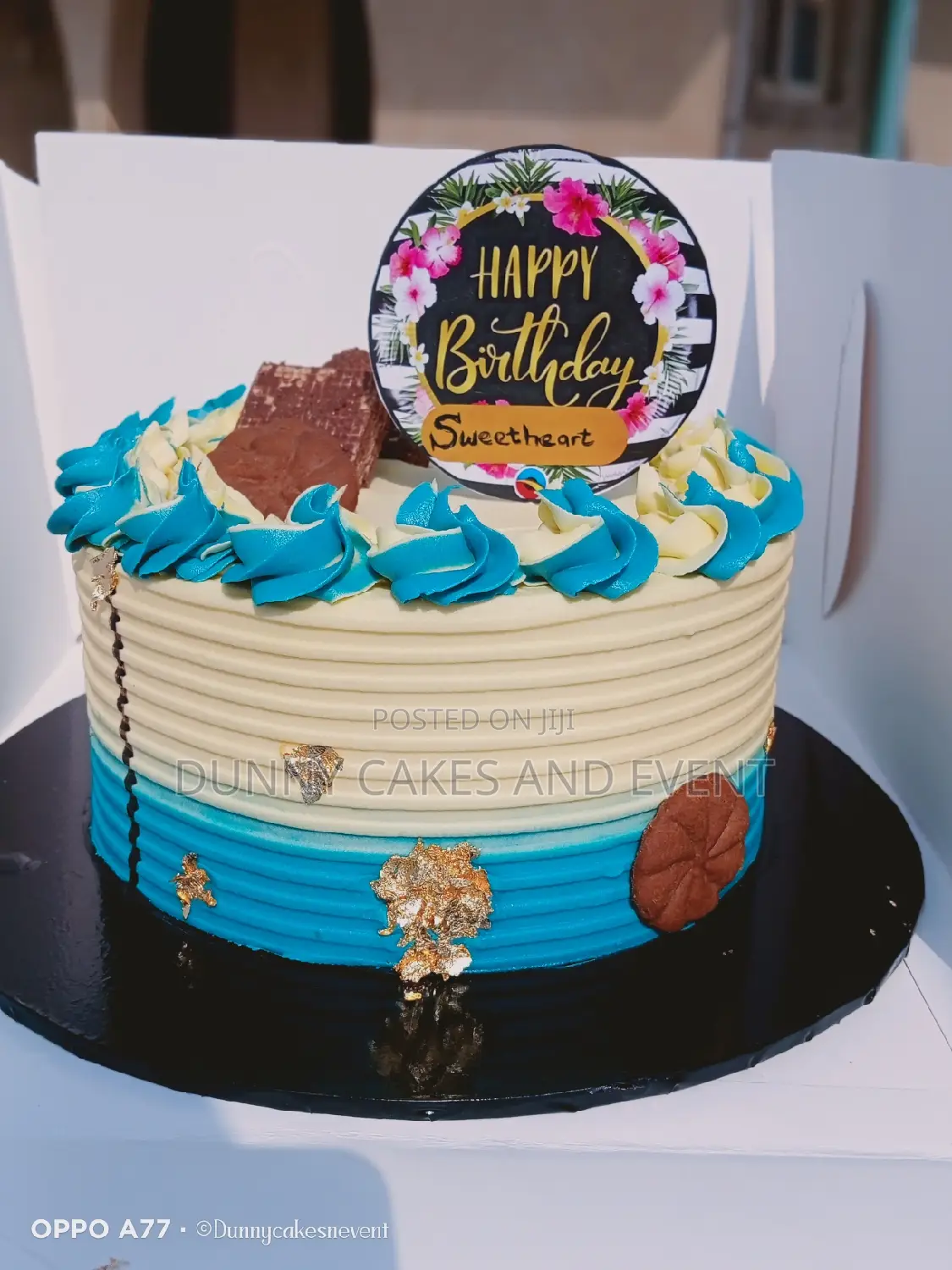 Cream and Blue Cake