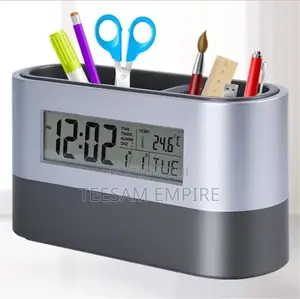 Digital Alarm Clock Pen Holder