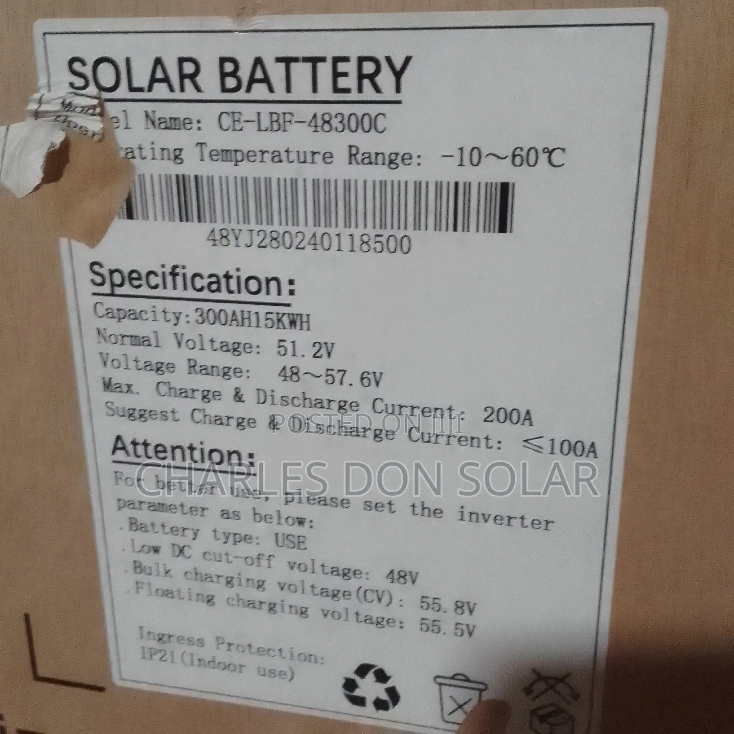 Cworth 15kwh Lithium Battery