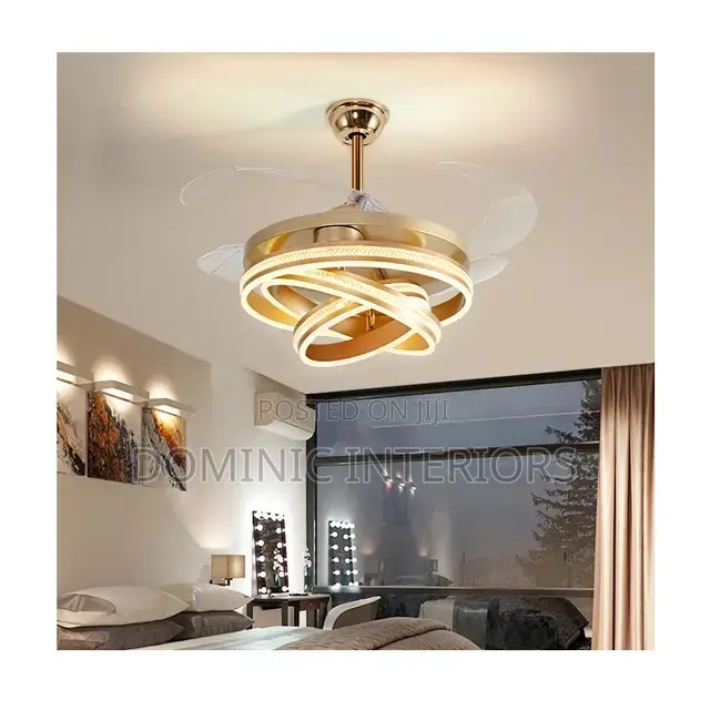 Dimmable Chandelier Retractable Ceiling Fan