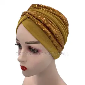 Women Sequins Turban Cap