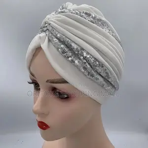 Women Sequins Turban Cap