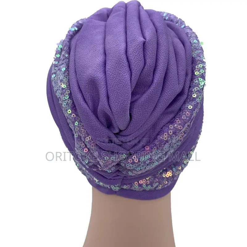 Women Sequins Turban Cap