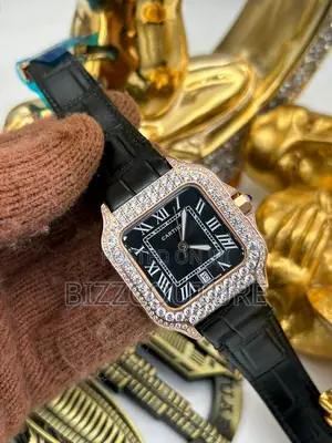 Original CARTIER BLACK LEATHER WATCH Available in Store