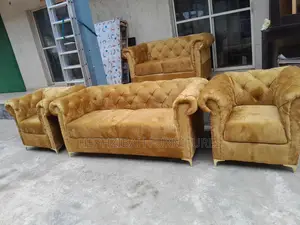 7 Seater Gold Chesterfied Sofa