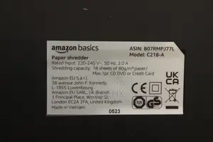 Amazon Basics 18 Sheet Cross Cut Paper Card Shredder