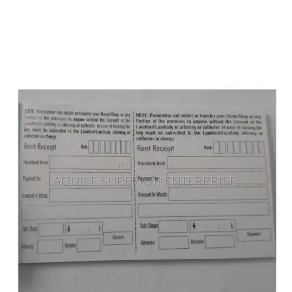 Rent Receipt Booklets Printing