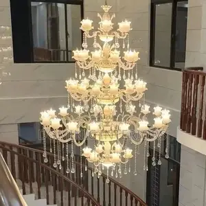 Luxurious Atmosphere European Crystal Long Chandelier