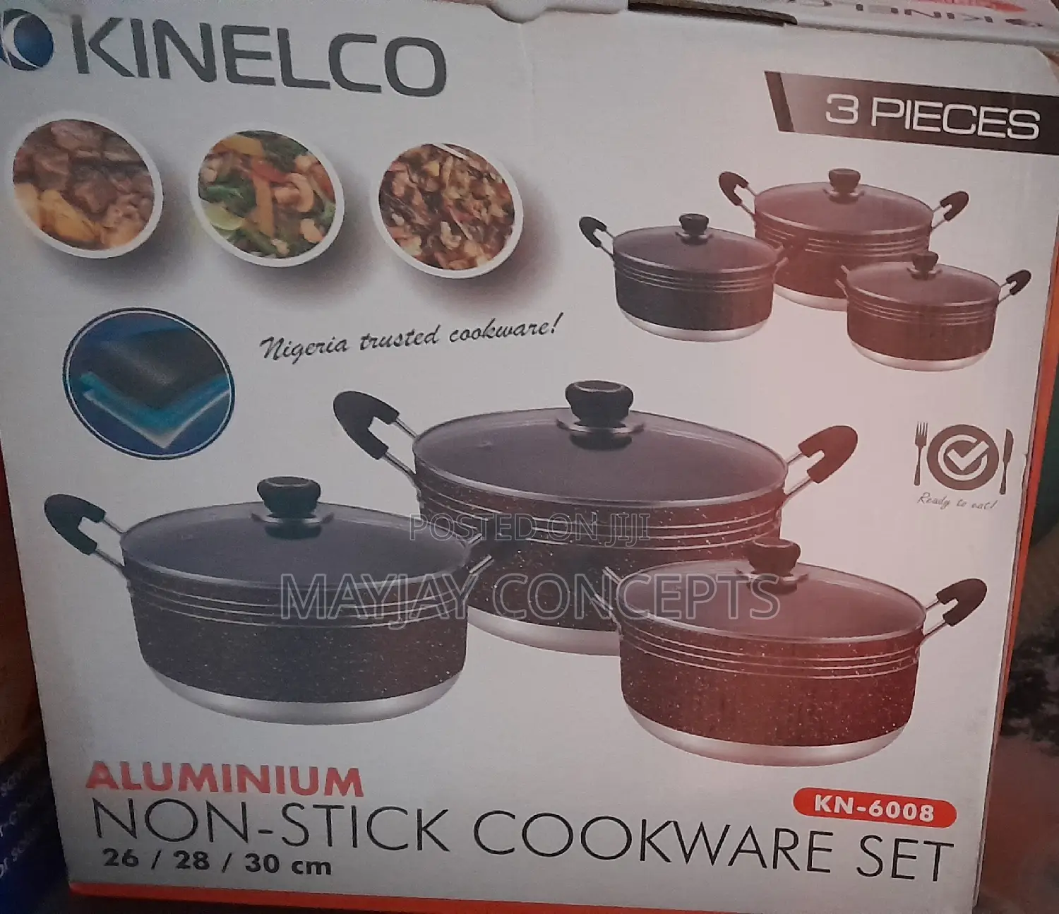 3-Set Kinelco Non-Stick Pot/Cookware 26cm/28cm/30cm Di