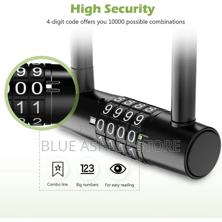 4 Digit Combination U Padlock, 6.1" Long