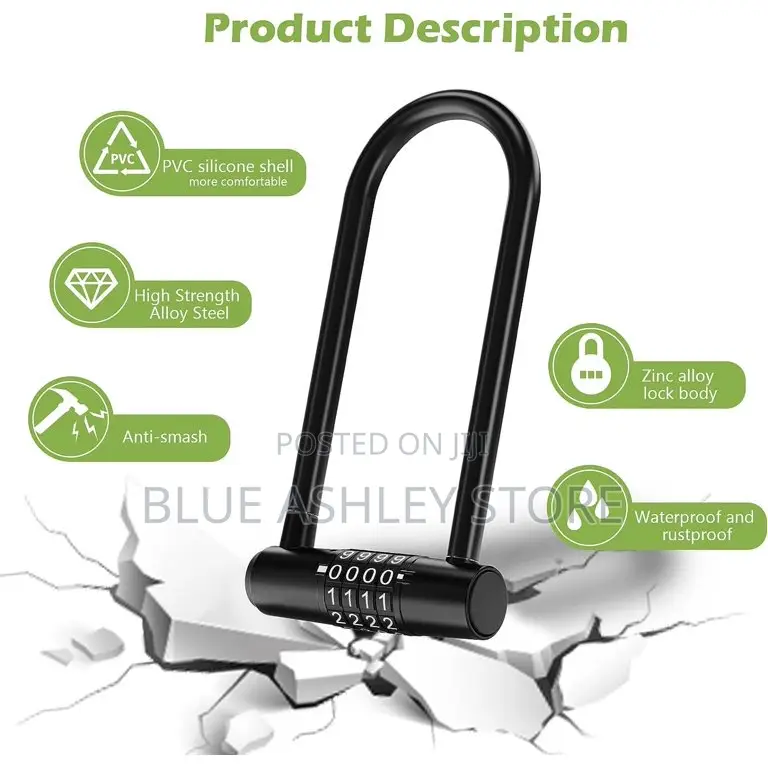 4 Digit Combination U Padlock, 6.1" Long