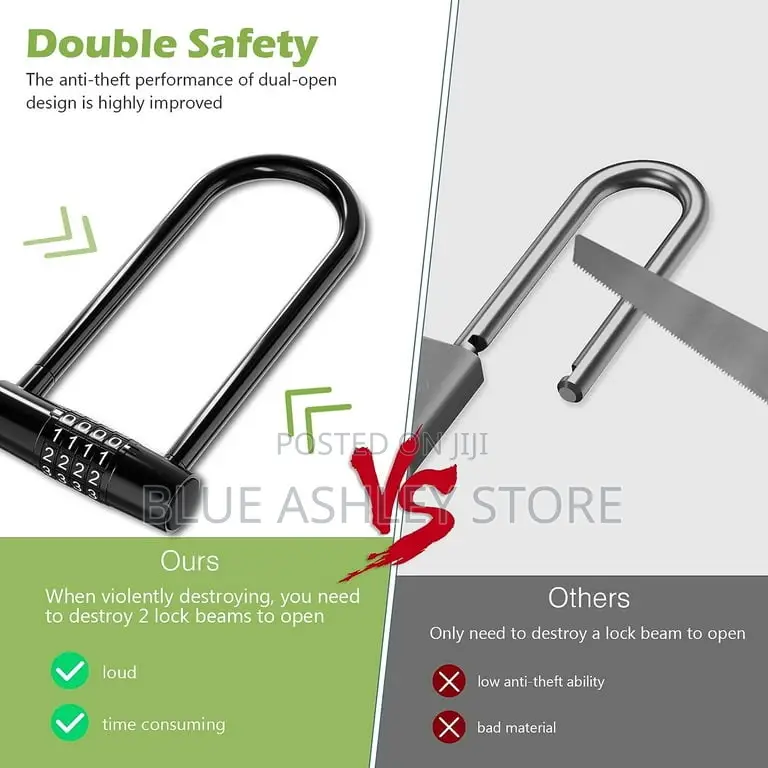 4 Digit Combination U Padlock, 6.1" Long