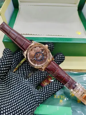 Rolex Sky-Deller Black and Brown Leather Strap Quality