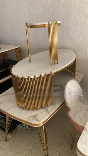 Marble Top Center Table With 2 Side Stools