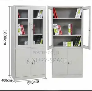 Metal Office Bookshelf (Half Glass)