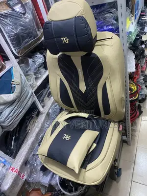 Cream and Black Leather Car Seat Cover