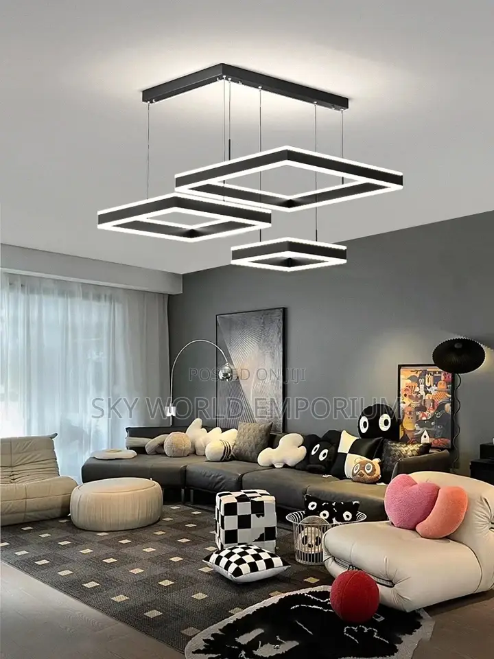 Modern Double LED Nordic Square Bar Chandelier