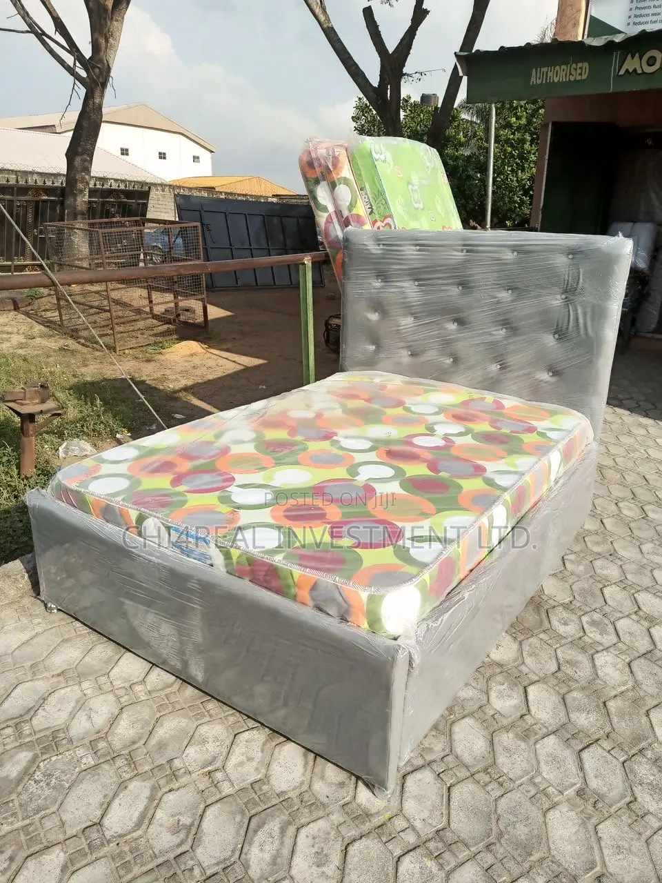 4.5 by 6 Solid and Quality Leather Bedframe and Mattress