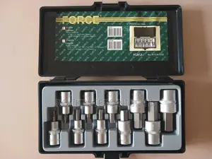 Force 4111 1/2" Hex Socket Bit Set Sae 10pc